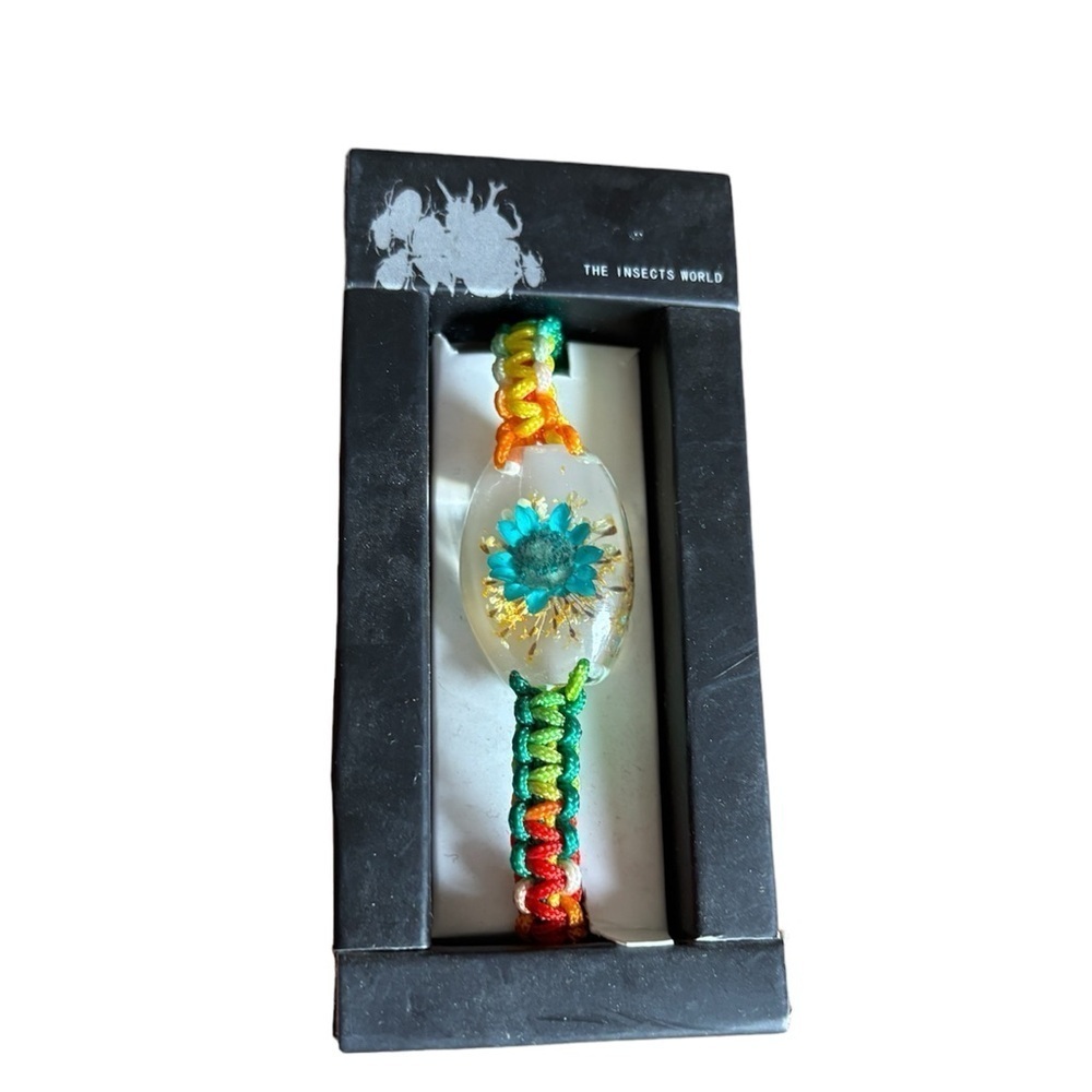 Multicolor Glass Flower Rope Beaded Bracelet New in Box
